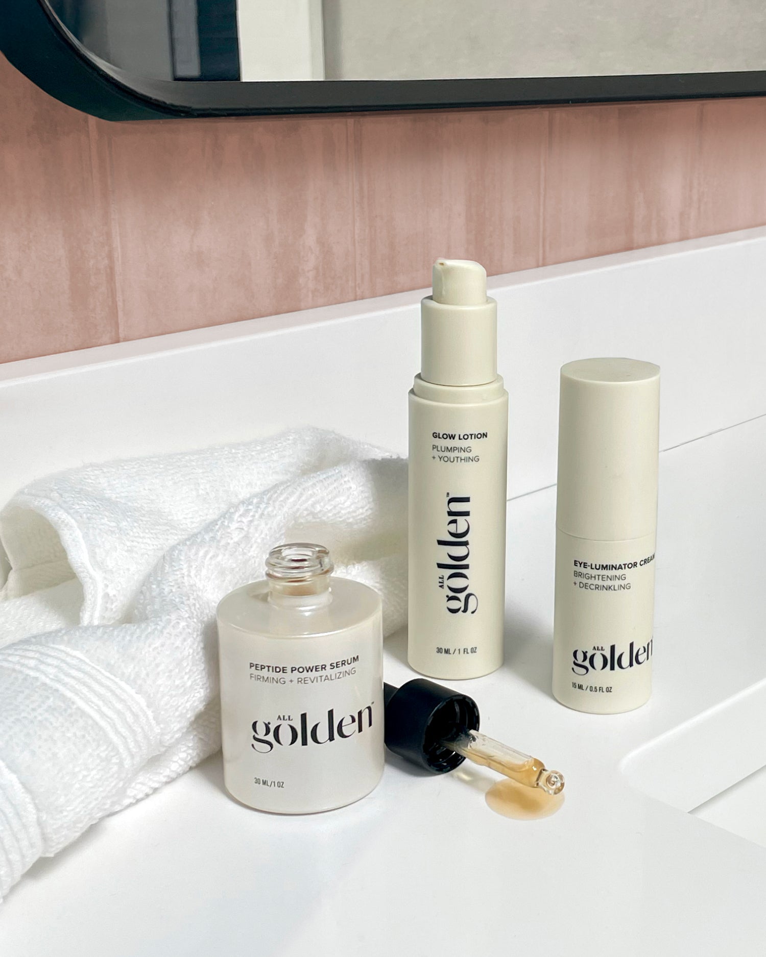 All Golden Essentials Kit in Bathroom