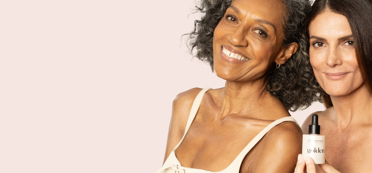 two women holding peptide serum