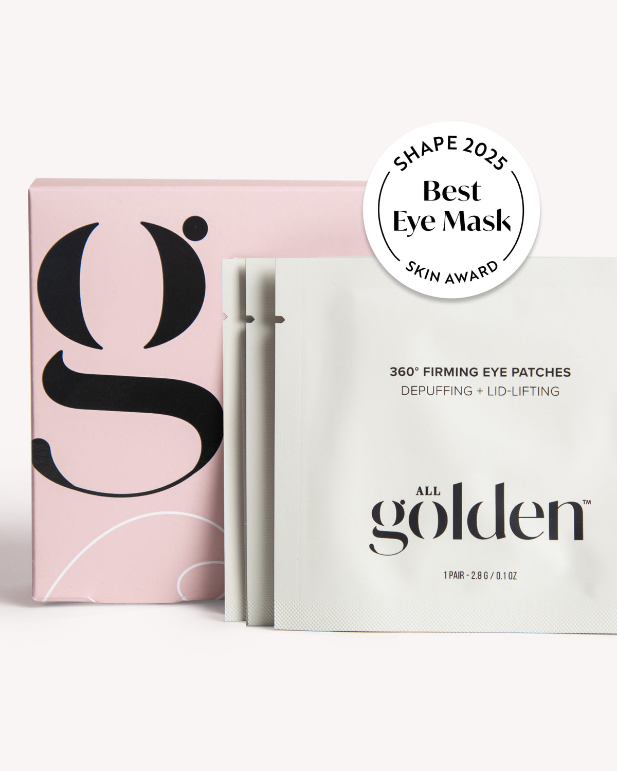 All Golden Shape 2025 Best Eye Mask Skin Award packaging, featuring a pink box with a large black letter &
