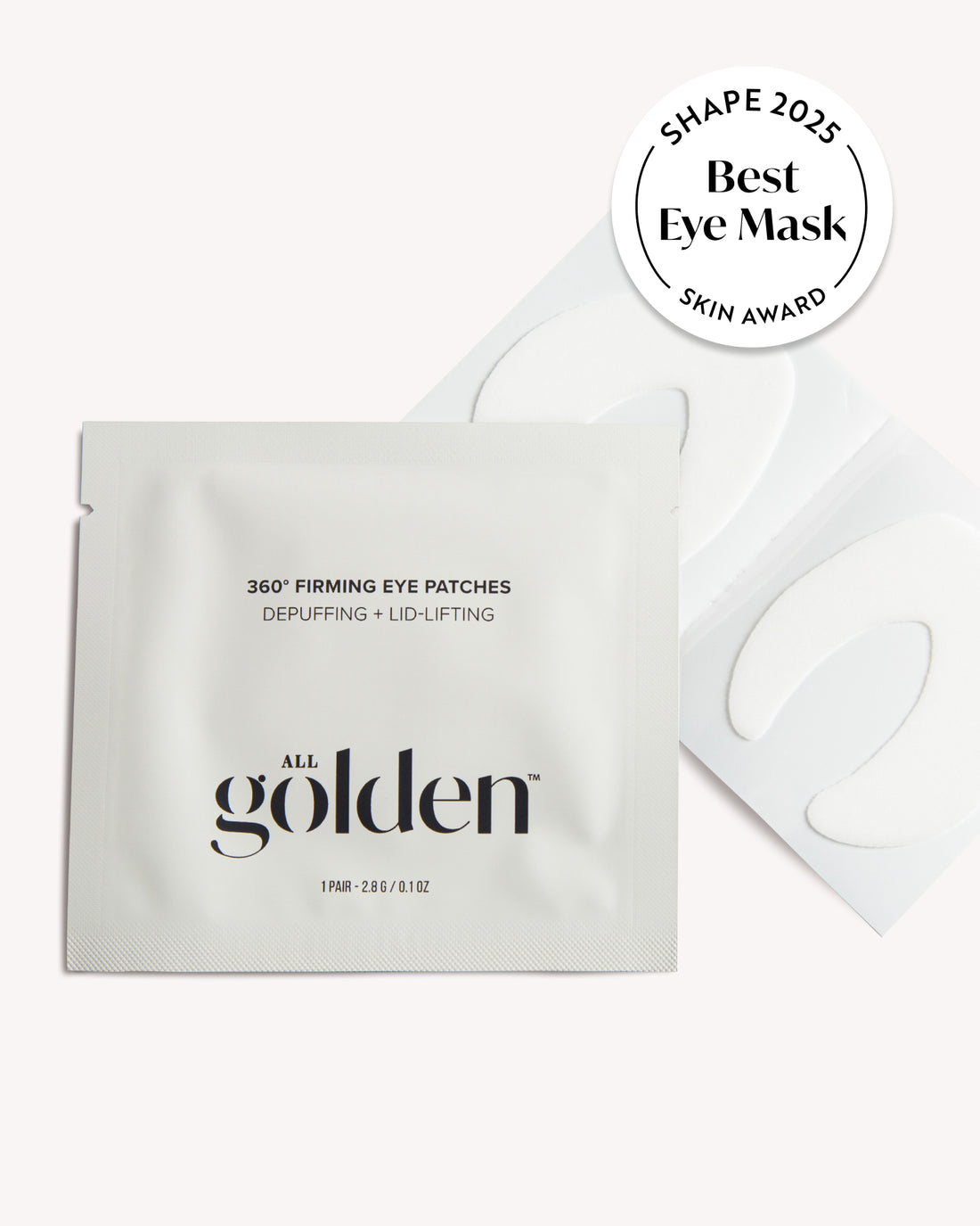 All Golden eye mask packaging with a Shape magazine award badge on a white background